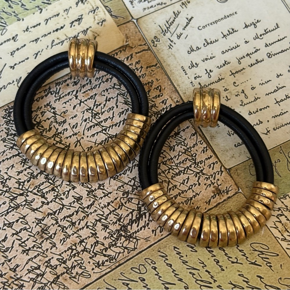 NWT Chico's Black Leather Earrings - Picture 3 of 8